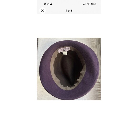 Albertus Swanepoel 100% Wool Brown/Purple Fedora Felt Hat (M) with Bow/Band - Picture 4 of 8